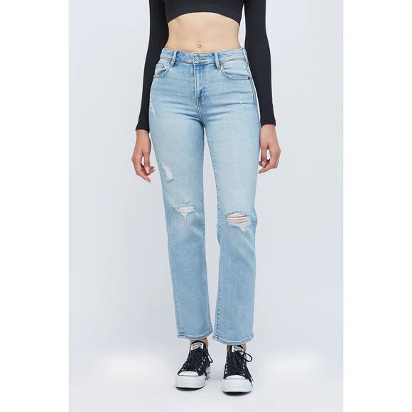 Hidden Jeans Distressed High Rise Straight Leg Jeans Size 30 Blue - Picture 1 of 9